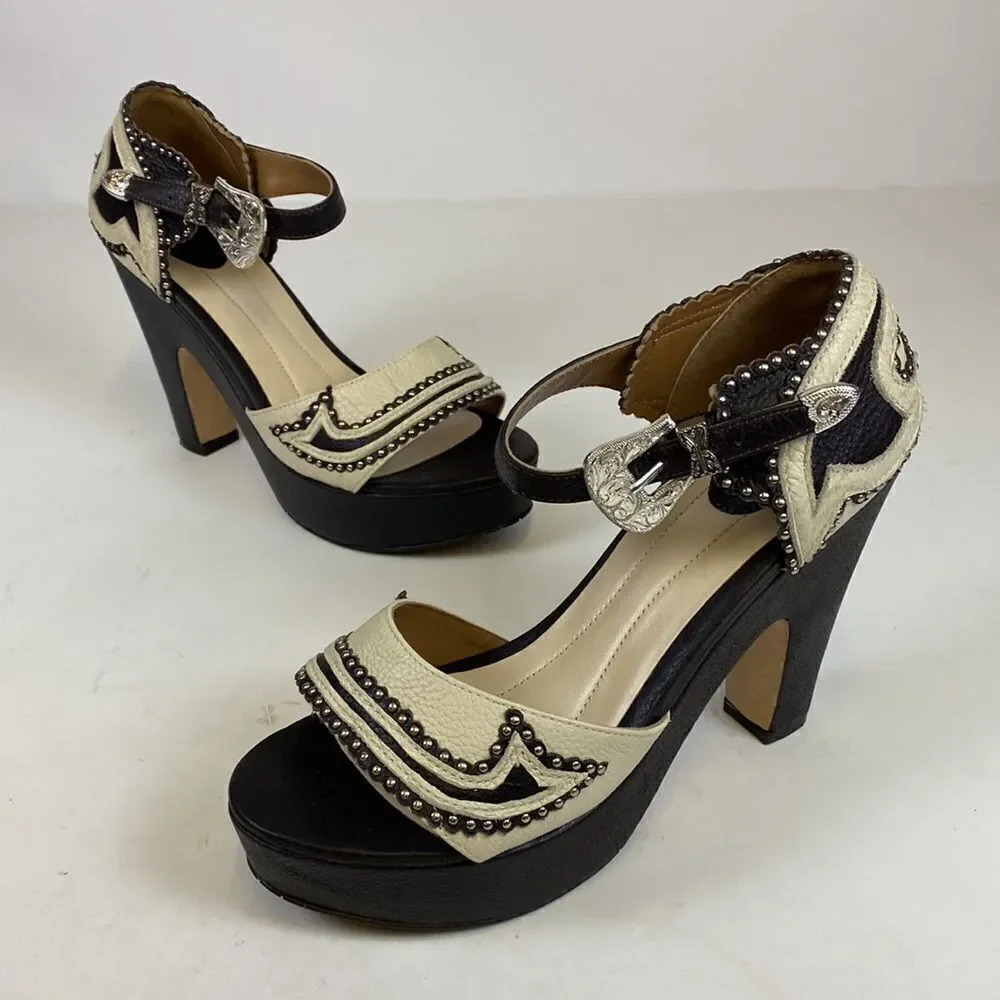 YKnotbranded Western Honky Tonk Wear Genuine‎ Leather Heels A10